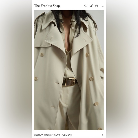 The Frankie Shop Veyron Belted Trench Coat in Cement - Picture 3 of 6